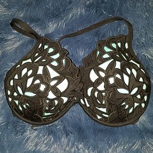 BNWOT aqua and black bikini top